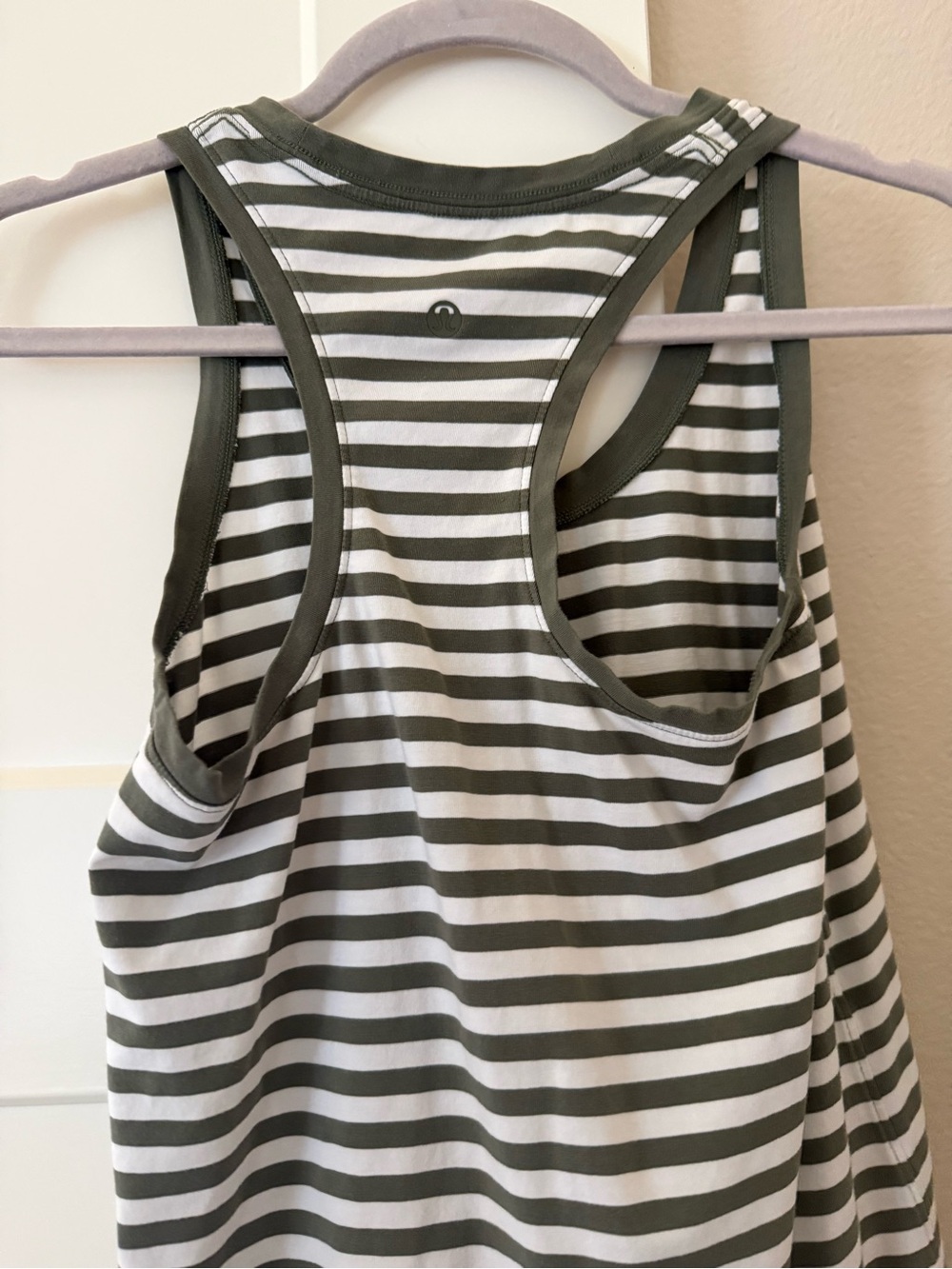 Striped Racerback Tank Top - Olive & White